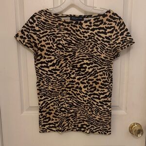 Jones of New York Black and Tan Animal Print Top